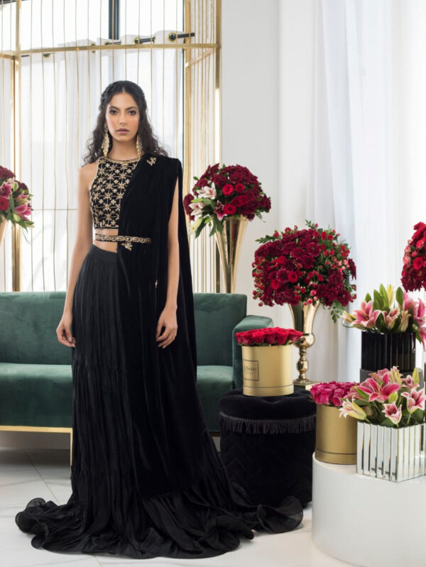 Ebony Velvet Choli And Lehnga